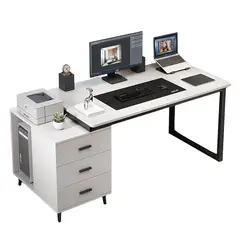 WUWAWDOGA - Escritorio Con Cajonera Móvil 120cm Pata Metálica Oficina blanco