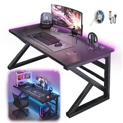 WUWAWDOGA - Escritorio Gamer Profesional K Mesa Negro 140x74x60 Cm Rgb