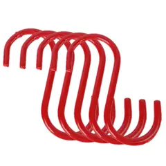 KUANGYE - Pack 5 Un Gancho Seguridad Tipo S (cable-safe) Con Pvc Rojo