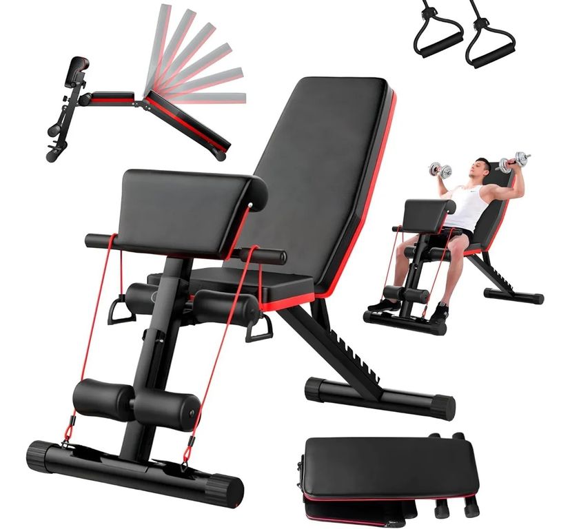 Press Banca Abdominal Reclinable Para Pesas Con Bandas Negro a $63.990