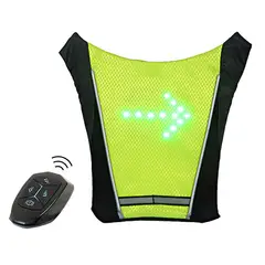 MOVI - Chaleco de Seguridad Reflectante Ciclismo con Direccionales LED Recargable y Control Remoto