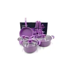 GENERICO - Set De Ollas Antiadherentes Bateria De Cocina Sertenes 14 Pc Color Morado