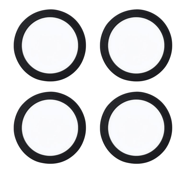 4 Paneles Sobrepuesto Pro Negro Redondo 18W Luz Cálida