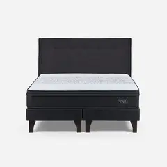 ROSEN - Cama Tempo 2 Plazas 150x200 cm + Respaldo New Bennet Grafito