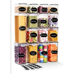 EVERSO - 15 Recipientes Herméticos Con Tapa Cuadrada De Cocina Con Tapa De Cocina Y Organización