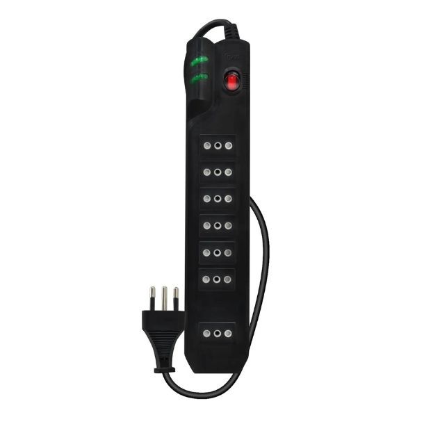 Alargador Protector De Voltaje 5 Metros 9306 Color Negro Certificado 1400w 7 Salidas