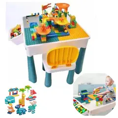 MOVI - Mesa de Juego Infantil con silla y Piezas de Lego