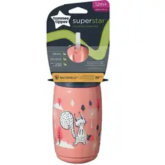 TOMMEE TIPPEE - VASO CON BOMBILLA 266ML SUPERSTAR STRAW 12M+ ROSADO