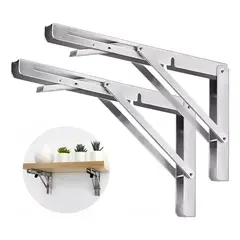 GENERICO - Set 2 Escuadra Metalica Abatible Rapida Soporte Plegable 30c Blanco