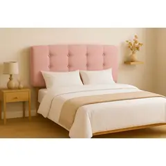 GENERICO - Respaldo 2 Plazas Botón Repujado Rosado Lino