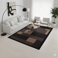GENERICO - ALFOMBRA 160x200 CON DISEÑO MODERNO ELEGANTE CUADRO NEGRO CEFE WM