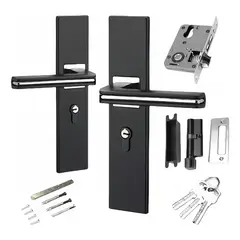 KUANGYE - Cerradura Chapa Manija Para Puerta Silenciosa Negra Recamara