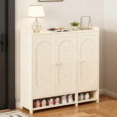 ROHE - Zapatero Organizador De Bambú De 7 Niveles Y 3 Puertas