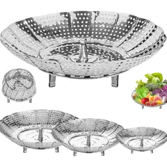 EINICIO - Juego De 3 Vaporera Plegable Cocina Cesta Humeante Olla