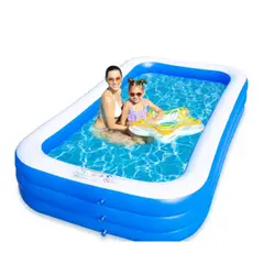 GENERICO - Piscina Inflable Familiar Rectangular Grande de 3 Niveles - Ideal Verano 120x75x20 cm