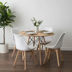 PANDALINO - Comedor Redondo Shanna 80 cm + 4 Sillas Tulip Blanco