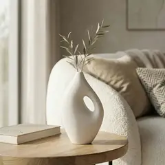 SANTU HOME & DECO - Florero Nórdico de Cerámica Jarré Blanco