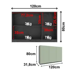 TECNOMOBILI - MUEBLE COCINA AEREO DE PARED 3 PUERTAS VERDE / MARMÓL LUNAR 1,20 TM1244.0002