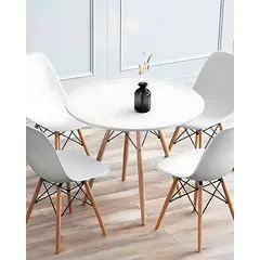GENERICO - Juego de Comedor Eames 4 Sillas Mesa Redonda Nórdica color Blanco