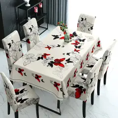 GENERICO - SET DE MANTEL CON 6 FUNDAS DE SILLAS