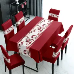 GENERICO - SET DE MANTEL CON 6 FUNDAS DE SILLAS