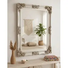 GENERICO - Espejo plateado cuadrado tipo talllado 85x115