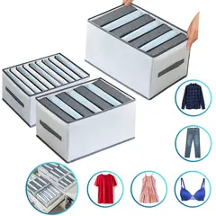 GENERICO - Pack 3 Cajas Almacenamiento Plegable Con Asas Para Ropa Pantalon Polera Poleron