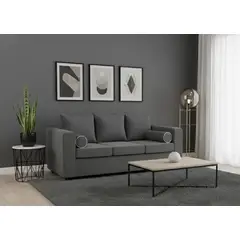 FANCY HOGAR - Sofa prince 3 cuerpos felpa gris