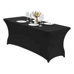 SUPERCENTER - Funda De Mantel Tela Spandex Mesa 183x76x76 Cm Evento 6 Ft(Liso,Negro)