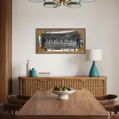 DEKAM DISEÑO - CUADRO ULTIMA CENA ESPEJADA DORADA MEDIANA 118X62 CMS