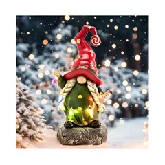 GENERICO - Decoración para jardín GNOMO ROJO a pilas