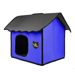 GENERICO - Casa cama plegable de mascotas perro o gato AZUL