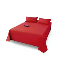 GENERICO - Juegos de Sábanas de POLIALGODON SUPER KING ROJO