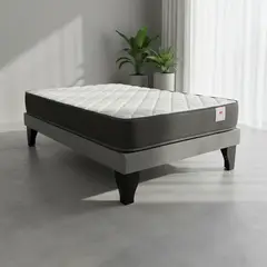 FLOBAL - Cama Europea 1 Plazas Base Marengo + Colchón 90x190