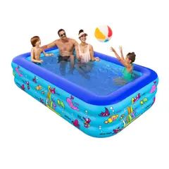 GENERICO - Piscina Rectangular Inflable para niños 3 Anillos 260x170x60 CM