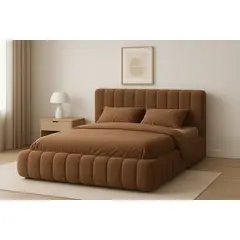 GENERICO - Cama Nube 2 Plazas Cafe + Colchón 2P Mery Desing 30CM + 2 Almohadas Masel