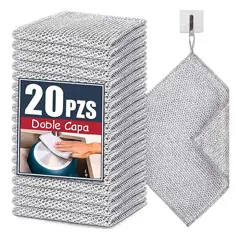 GENERICO - Paños Cocina Acero Inoxidable Doble Capa X20 +4ganchos Gris Doble Capa clip-icon Paños Cocina Acero Inoxidable Doble Capa X20 +4ganchos Gris Doble Capa Paños Cocina Acero I