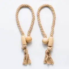 COLETTE - Set De Toma Cortinas Algodón Madera Magnético Rustico