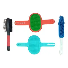 DEFENSOR FOREVER - Set 4 Cepillos De Aseo Para Mascotas Perros De Pelo Corto