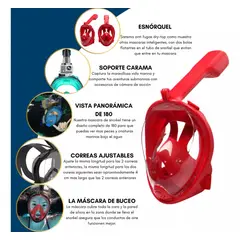 ANENG - Máscara Snorkel Fullface Buceo Antiniebla Soporte Gopro S M
