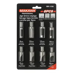 MAKAWA - JGO BROCA ESPIGA TARUGO TAPA TORNILLO Y CONICAS CORCHO POR 8PCS 6-22mm