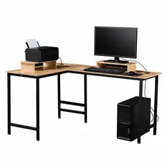 GENERICO - Escritorio IKEMMA Office 145×100×45×73 cm Color Nature Mesa Esquinera Moderna para Oficina o Hogar