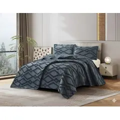 GENERICO - CUBRECAMA 2 PLAZA TUFTING RELIEVE DIAMANTE DE VERANO MODERNO ELEGANTE SERIE 2 TF