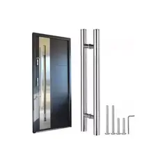 GENERICO - Manillon Doble Acero Inoxidable 50 Cm Para Toda Clase Puerta Plateado