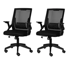 VIDITA - Set 2 Sillas Carla Ergonómica Asiento De Memoria Silla Oficina Lumber Biónico Apoyabrazo Ajustable