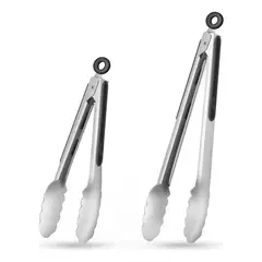 KUANGYE - 2 Pcs Pinzas De Cocina De Acero Inoxidable Mango De Silicona