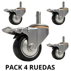 BLOCCARE - Pack 4 Ruedas Deluxe Para Cama Bloccare, Rosen Y Cic - Vástago 1,2 Cm