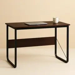 SPACE HOME - Mesa de Trabajo Industrial 100×60 Dark Wood con Base de Fierro