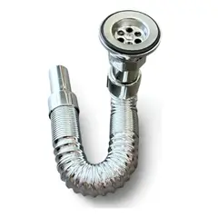 GENERICO - Sifón Desagüe Corrugado Cromado Para Lavaplatos