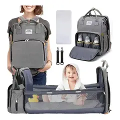 EVERSO - Bolsa Mochila De Pañales Para Mamá Cama Bebé Plegable 3 En 1